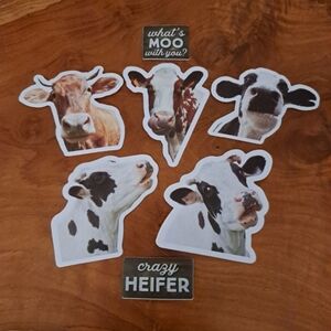 Cow-Themed Vinyl Stickers